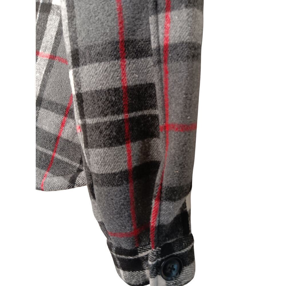 New Special One Premium Boutique Sherpa Plaid Coat Gray Black Soft Thick M - Picture 9 of 16